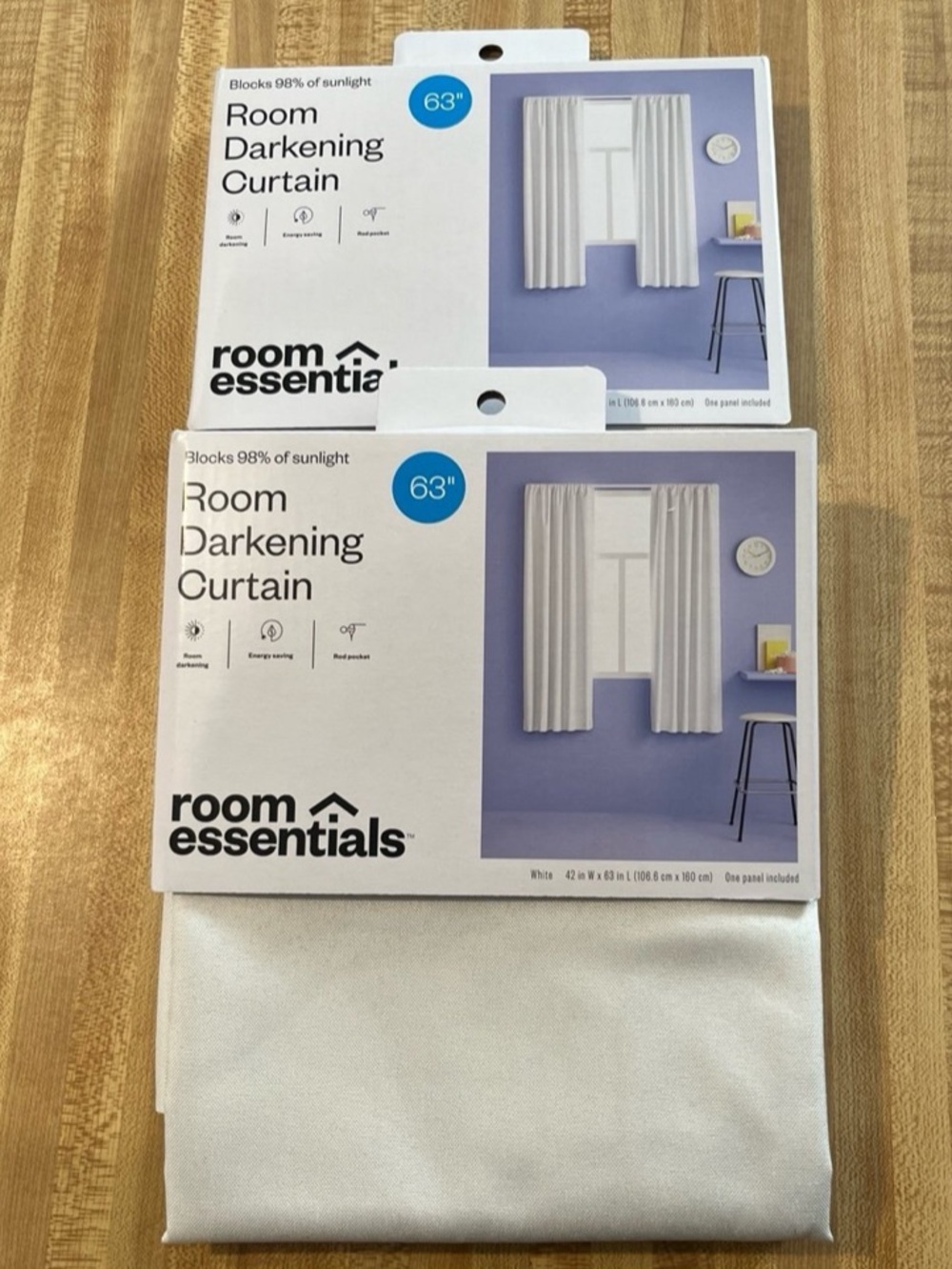 Room Essentials Room Darkening Curtains 63in  Bundle of 2